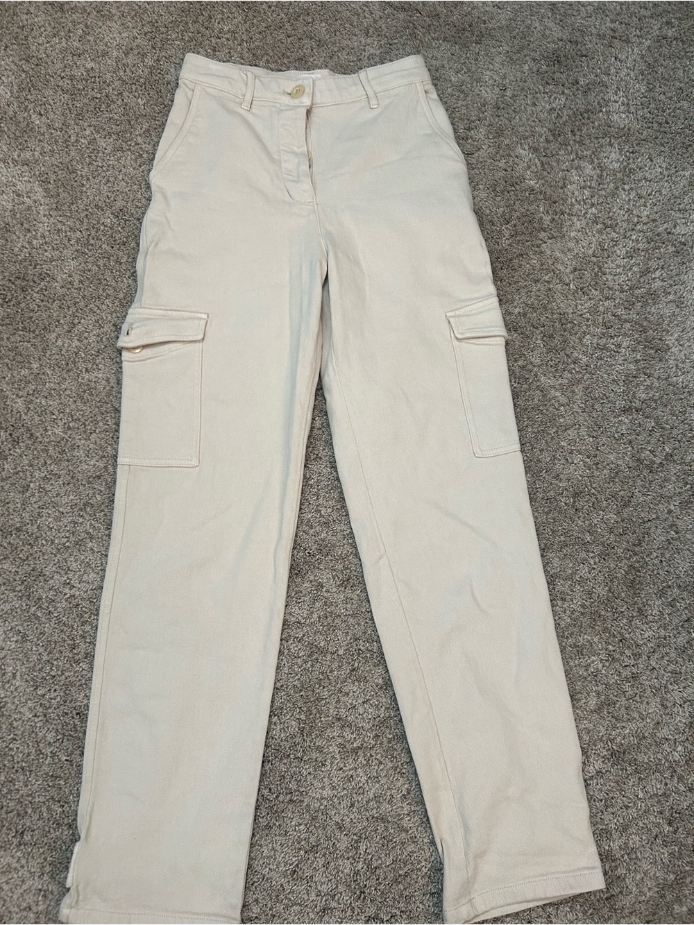Aritzia Wilfred Free Modern Cargo Pants High Rise Cream White - Size 0